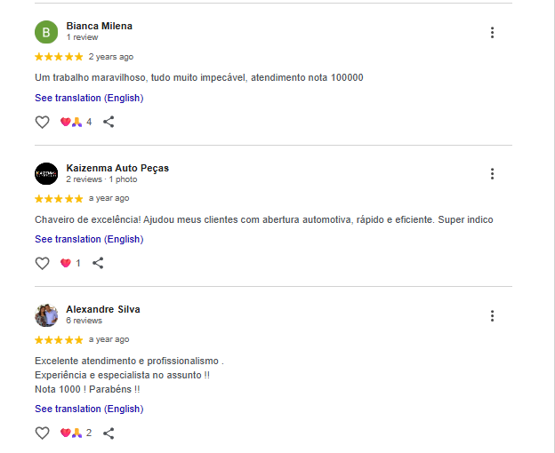 Avaliação de cliente no Google
