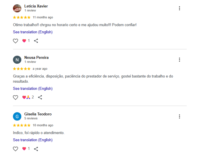 Avaliação de cliente no Google
