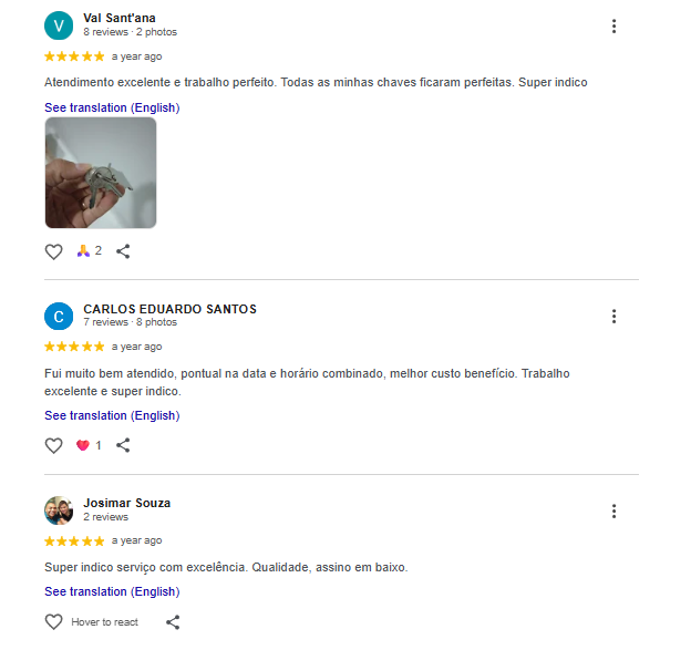 Avaliação de cliente no Google